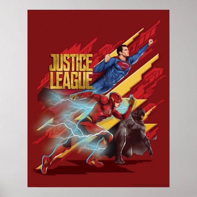 Póster Liga de la Justicia | Superman, Flash y Batman Bad (Frente)