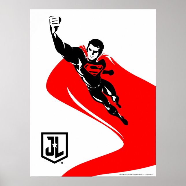 Póster Liga de la Justicia | Superman Flying Noir Pop Art (Frente)