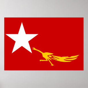 Póster Liga nacional para la democracia, bandera de
