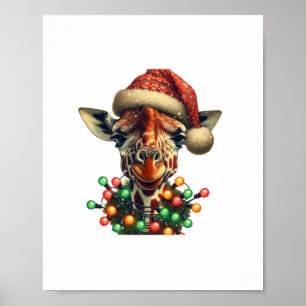 Póster Ligero árbol de Navidad divertido Santa amante de