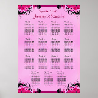 Póster Ligero Boda Fuschia 15 Tabla de asientos