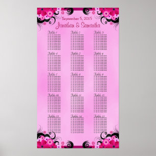 Póster Ligero Fuschia 15 Bodas de tablas de asientos