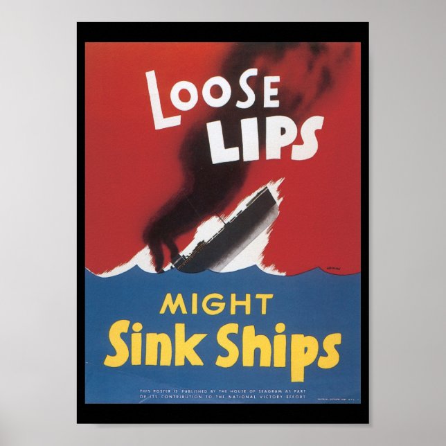 Póster Ligeros sueltos hunden barcos en la Segunda Guerra (Frente)