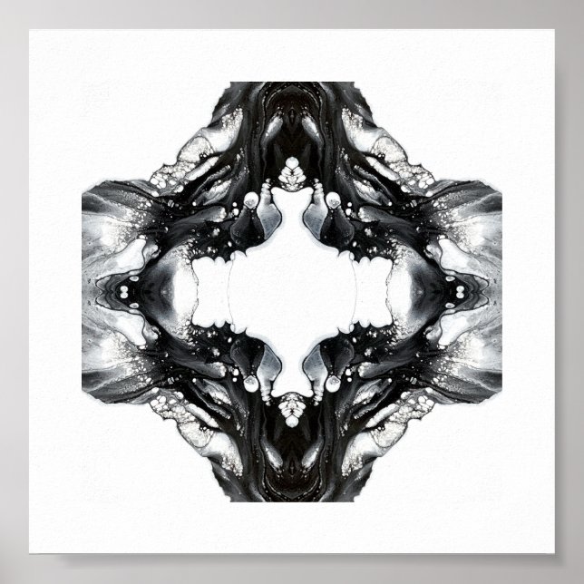 Póster Light and Darkness Abstract Black White Fluid Art (Frente)