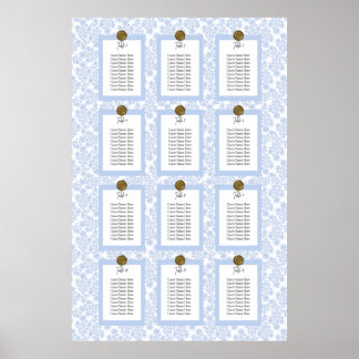 Póster Light Blue Elegant Floral Toile Seating Chart