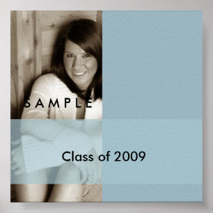 Póster Light Blue Graduation Photo Autograph Poster