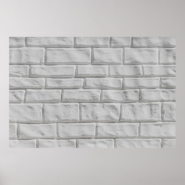 Póster Light gray or white brick wall surface texture bac (Frente)