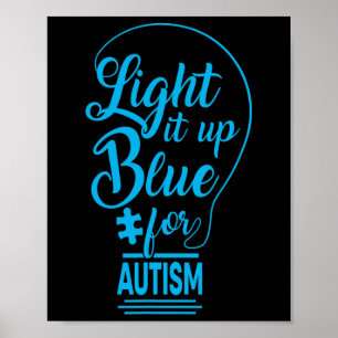Póster Light It Up Blue Autism Awareness Gits Autistic S