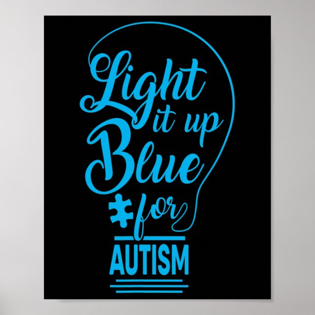 Póster Light It Up Blue Autism Awareness Gits Autistic S (Frente)