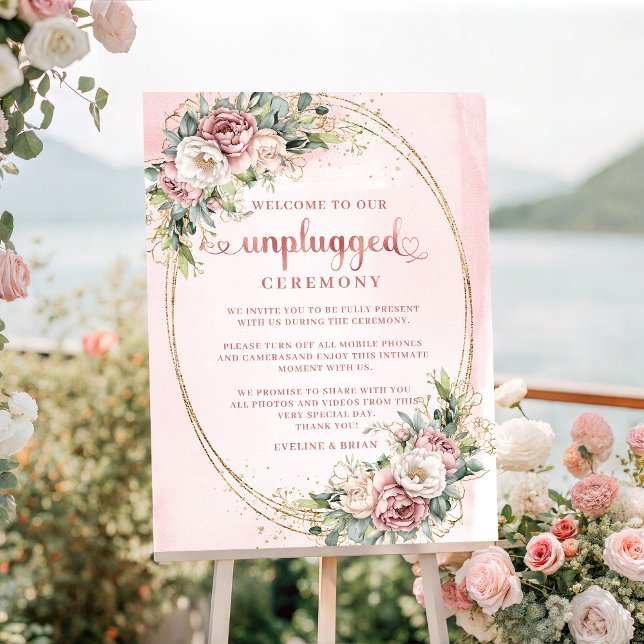 Póster Light Pink Eucalyptus Unplugged Ceremony Sign (Light Pink Eucalyptus Unplugged Ceremony Sign

)