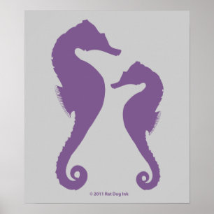 Póster Light Purple Seahorses Poster