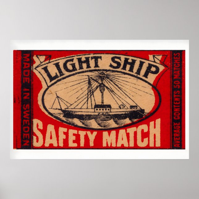 Póster Light Ship - Matchbox Print - Sweden Wall Art (Frente)
