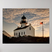 Lighthouse at sunset, California