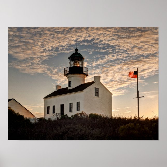 Póster Lighthouse at sunset, California (Frente)