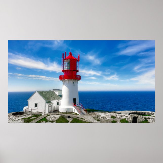 PÓSTER LIGHTHOUSE MÁS ANTIGUO EN NORUEGA - LINDESNES (Frente)