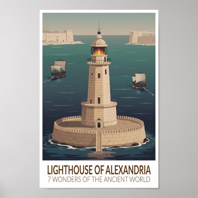 Póster Lighthouse of Alexandria 7 Wonders of the World (Frente)