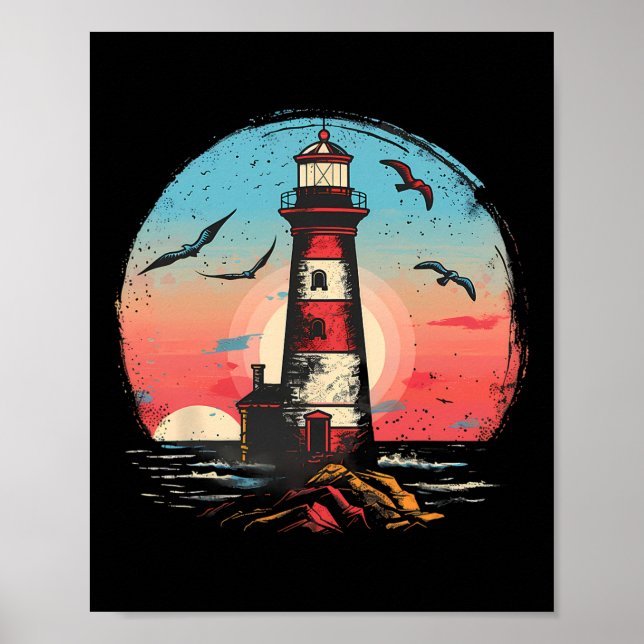 Póster Lighthouse Seaside House Sailing Sea Booting Light (Frente)