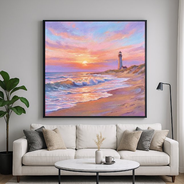 Póster Lighthouse Shore Sunset - Pastel Painting Style (Subido por el creador)