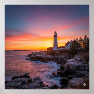 Póster Lighthouse Sunset