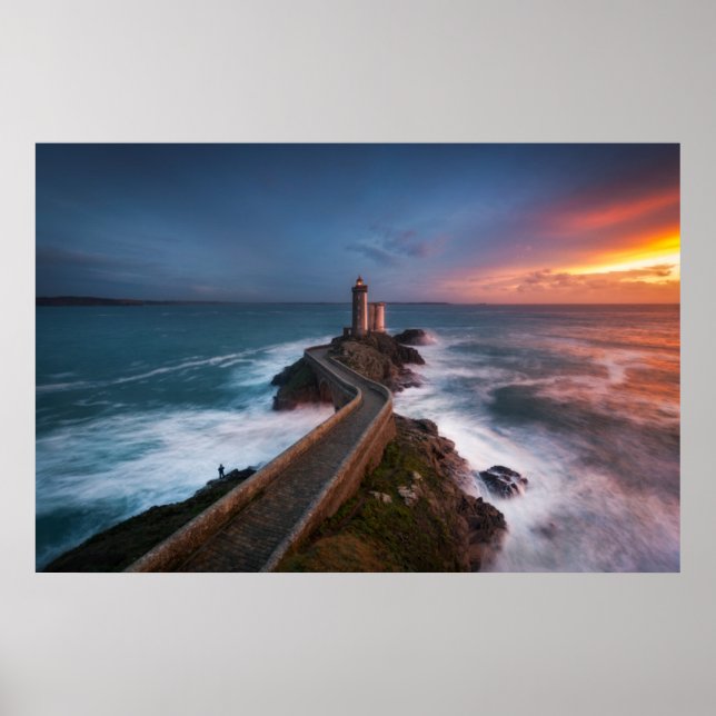 Póster Lighthouse Sunset Plouzané | Finistère, Bretaña (Frente)