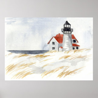 Póster Lighthouse Winter Snow Race Point Provincetown