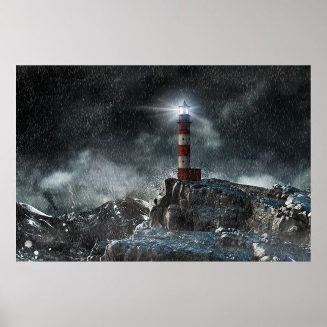 Póster Lighthouses | Lighthouse in the Storm (Frente)