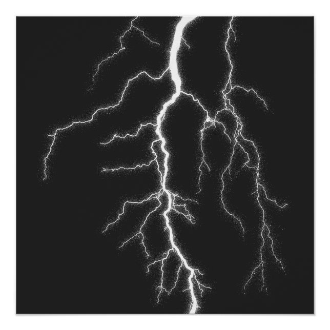 Póster  lightning bolt from sky in neon white style (Anverso)