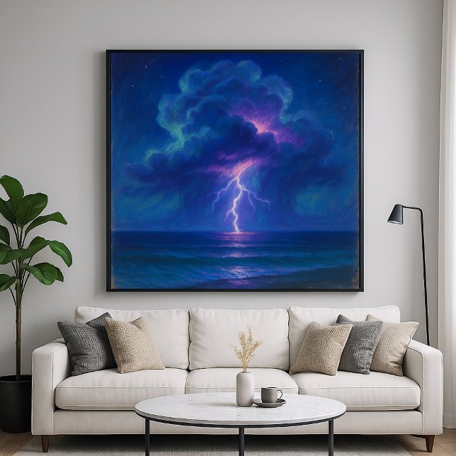 Póster Lightning Sea Storm - Pastel Painting Style Art (Subido por el creador)