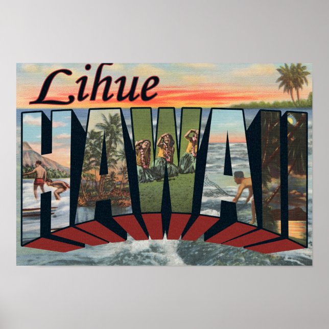 Póster Lihue, HawaiiEscenas de letras grandesLihue, HI (Frente)