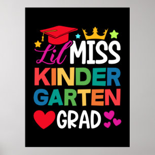 Póster Lil Miss Kindergarten Grad Prek Graduación