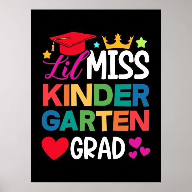 Póster Lil Miss Kindergarten Grad Prek Graduación (Frente)