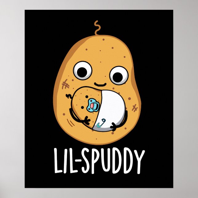 Póster Lil Spuddy Gracioso Potato Pun Dark BG (Frente)