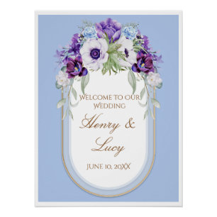 Póster Lilac and Gold Floral Oval Garden