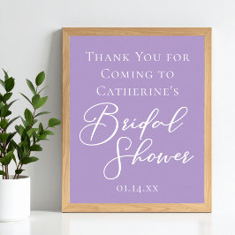 Póster Lilac Purple Bridal Shower Customized Welcome