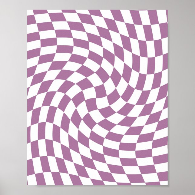 Póster Lilac Purple Wedding Collection Check Checkered  (Frente)