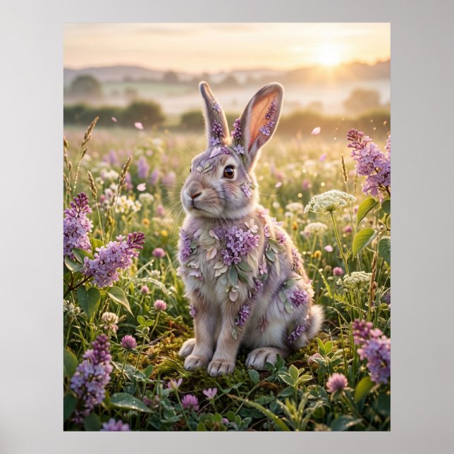 Póster Lilac Rabbit Morning Meadow (Frente)