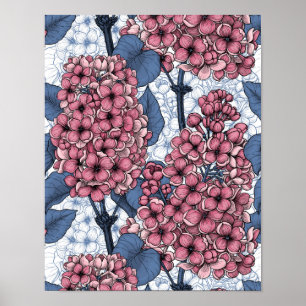 Póster Lilac rosa y azul