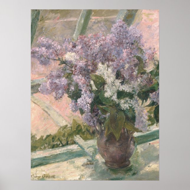 Póster Lilacs en la ventana por Mary Cassatt American Pai (Frente)