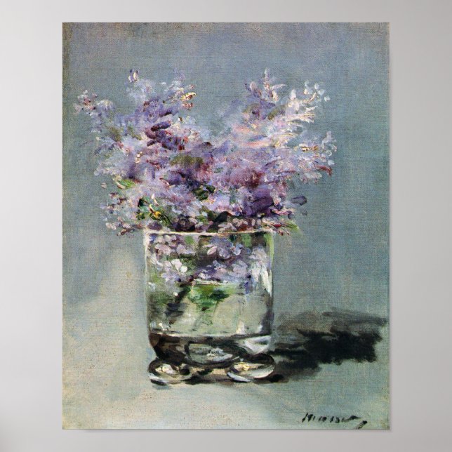 Póster Lilacs en un Bella Artes de Glass Edouard Manet (Frente)