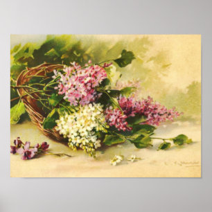 Póster Lilacs en una canasta de Catherine Klein Print