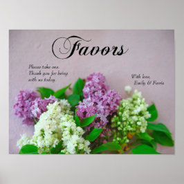 Póster Lilacs on a pale pink sign background
