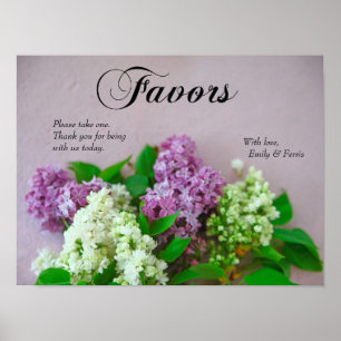 Póster Lilacs on a pale pink sign background