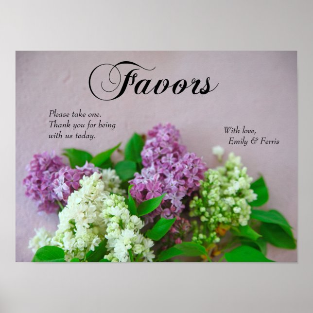 Póster Lilacs on a pale pink sign background (Frente)