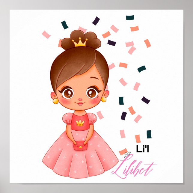 Póster Lilibet Named Peach Princess Gifts for Chicas (Frente)