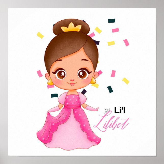 Póster Lilibet Named Pink Princess Gifts for Chicas (Frente)