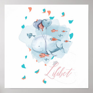 Póster Lilibet nombrados regalos mágicos de BALLENA para 