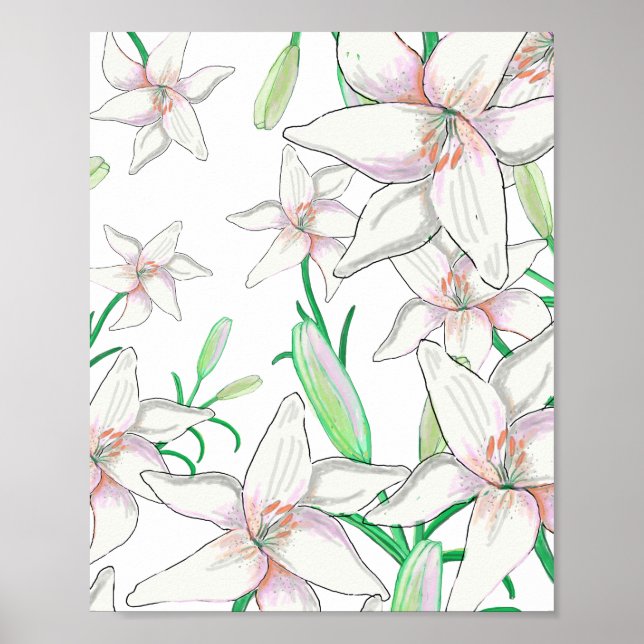 Póster Lilies blancos (Frente)