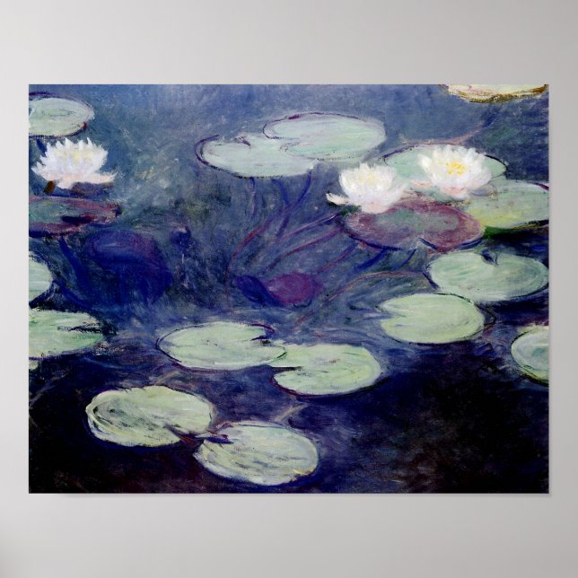 Póster Lilies de agua rosada: 1897-99 de Monet (Frente)