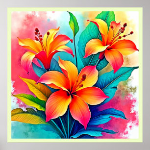 Póster Lilios Tropicales Vibrantes: Alma de Verano