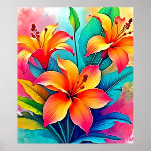 Póster Lilios Tropicales Vibrantes: Alma de Verano